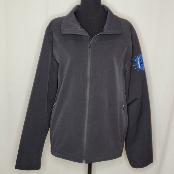 Rudsak Black Full Zip Lightweight Jacket w/ Blue Man Group Sleeve Splat- Size M - Picture 1 of 13